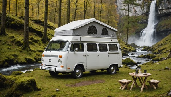 Camper près de la cascade du hérisson